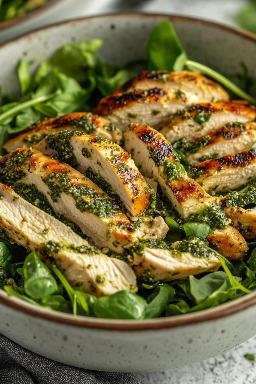 Simple Pesto Chicken Salad - 3 Ingredients!