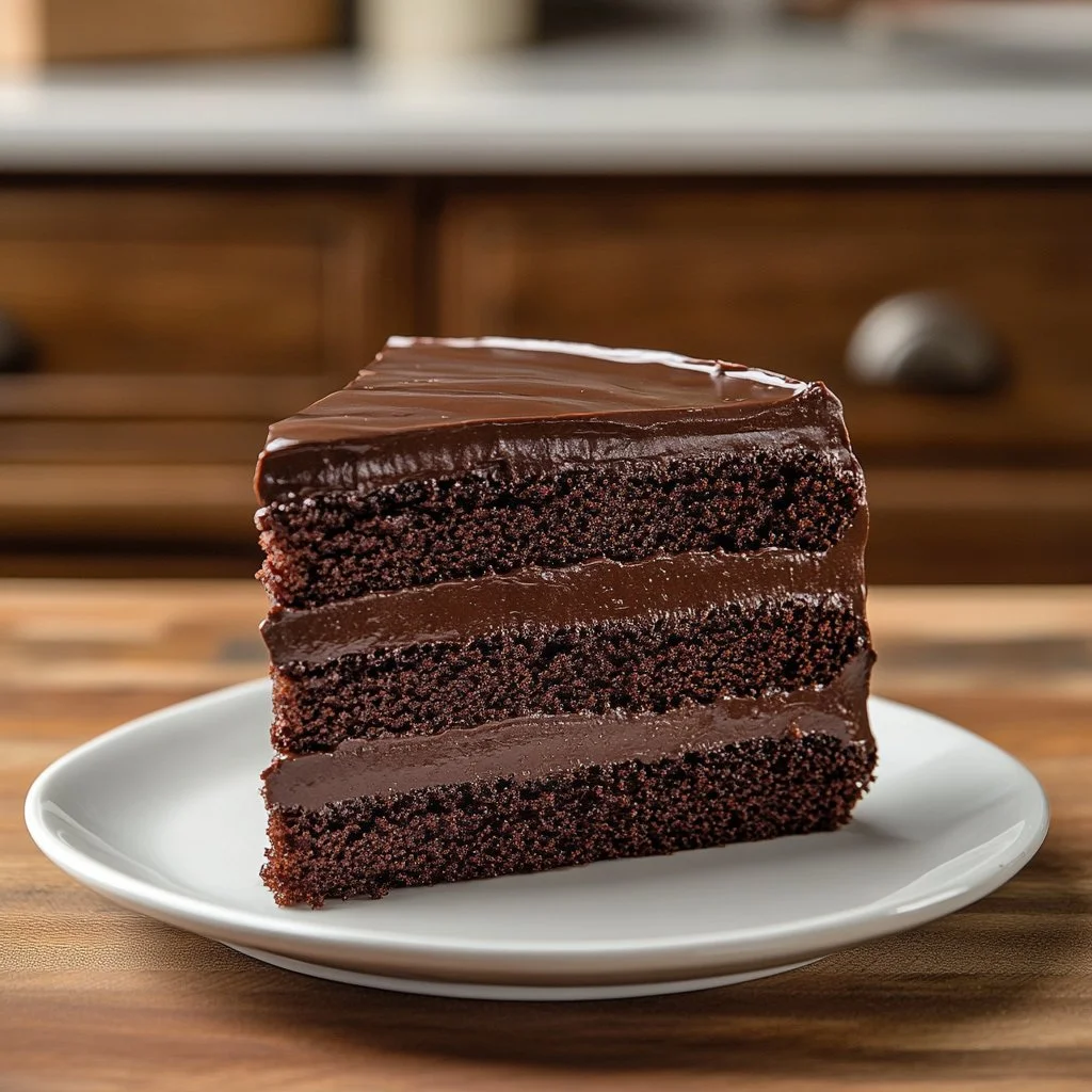 Decadent Ultimate Chocolate Cake with rich frosting and decorative chocolate shavings