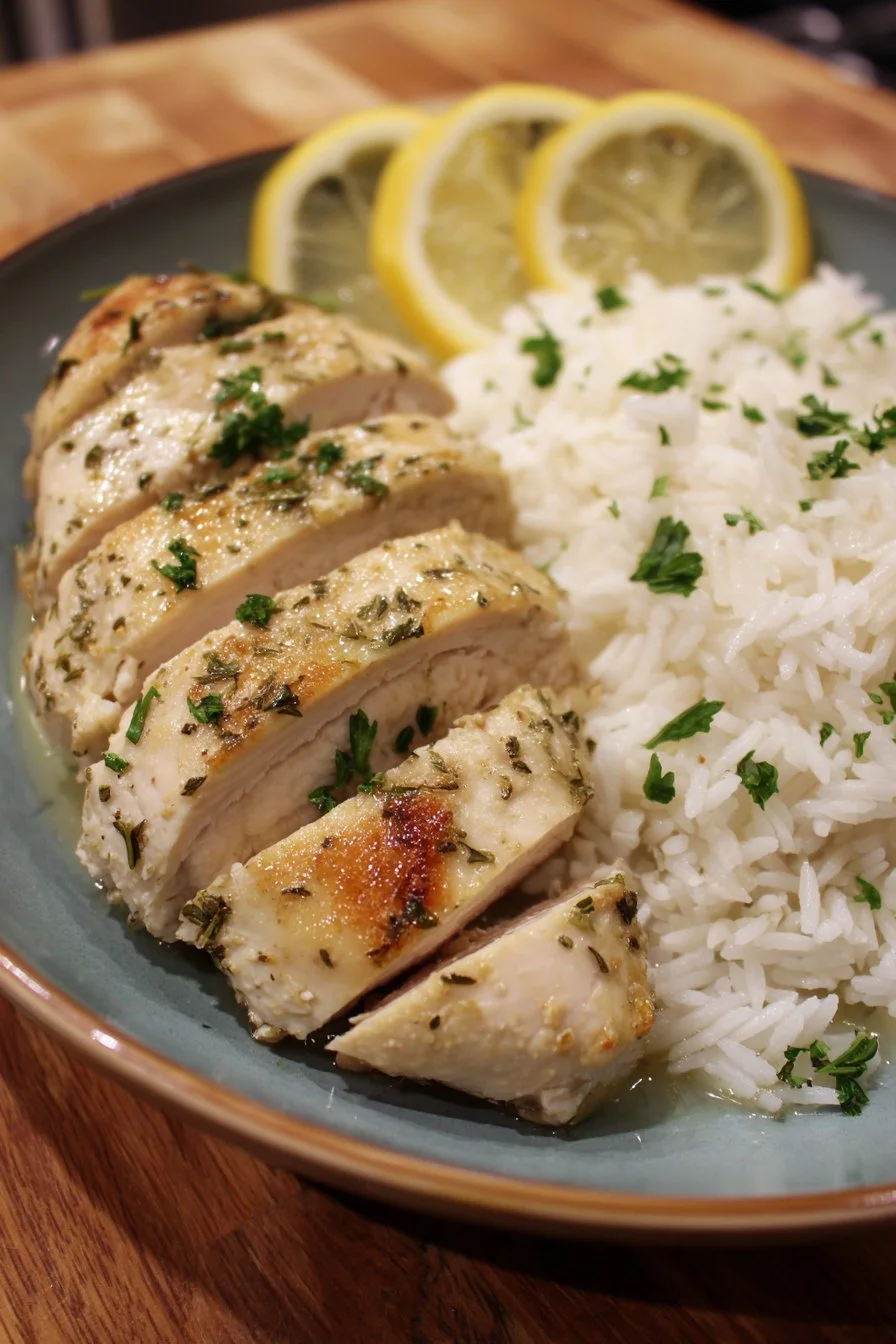 Slow Cooker Lemon Herb Chicken with Fluffy Rice