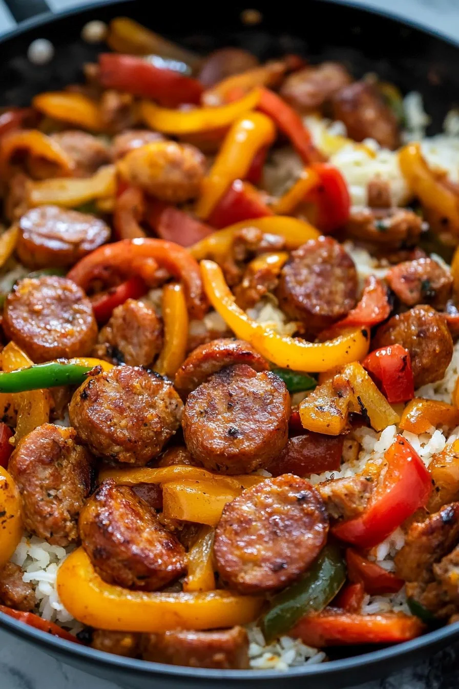 Cajun Sausage and Peppers Skillet