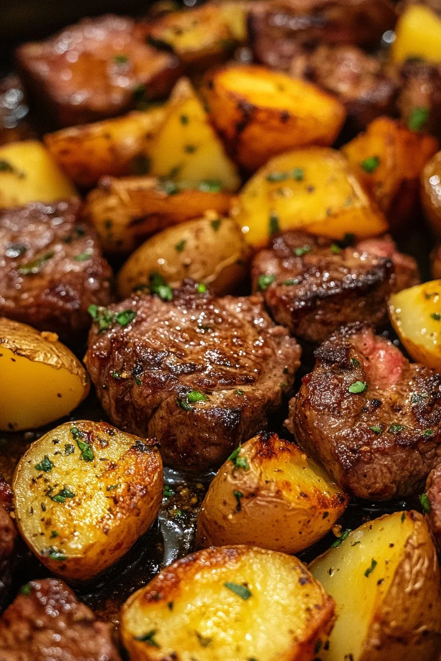 Garlic Butter Steak Bites and Potatoes Recipe