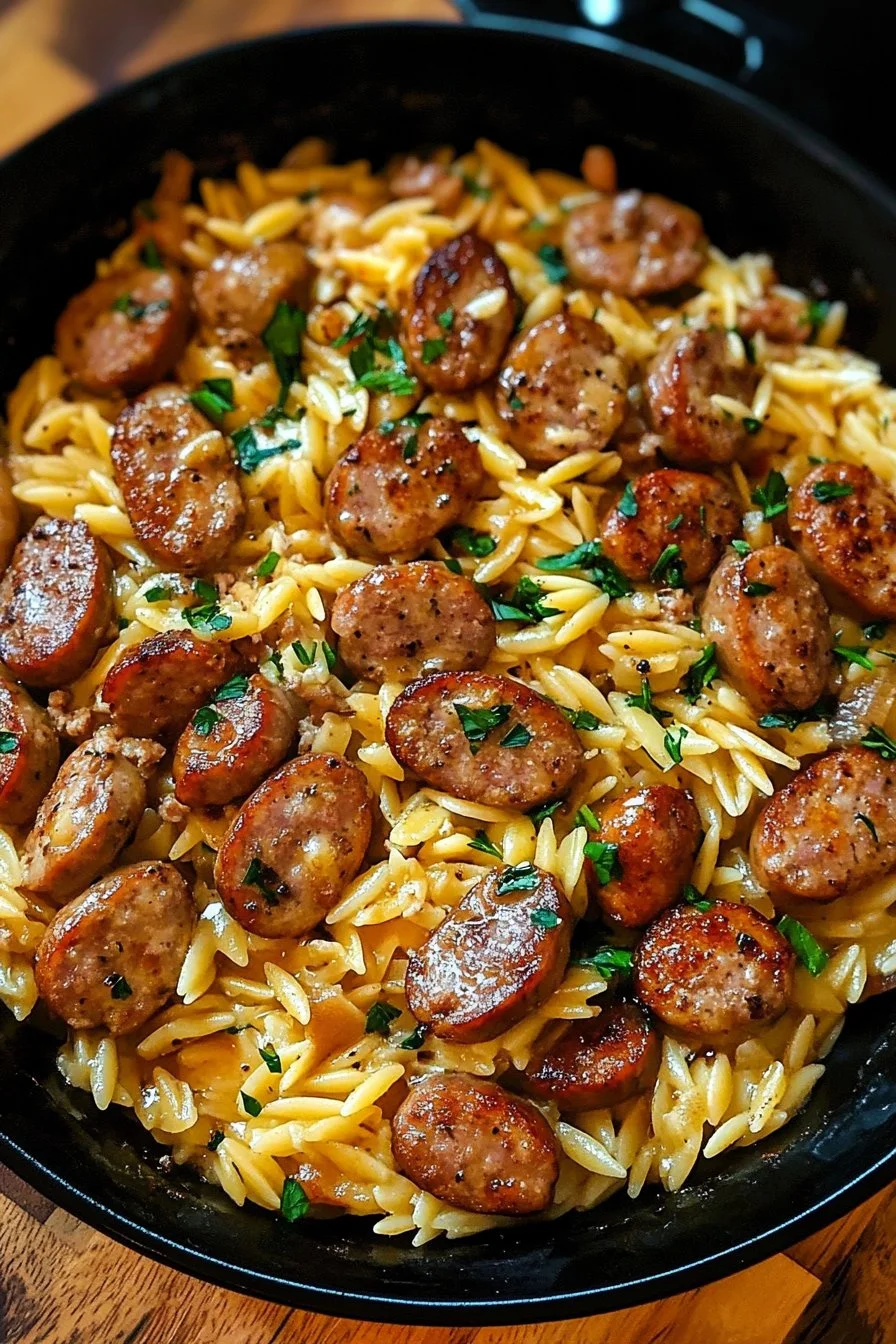 One-Pot Garlic Butter Sausage and Orzo