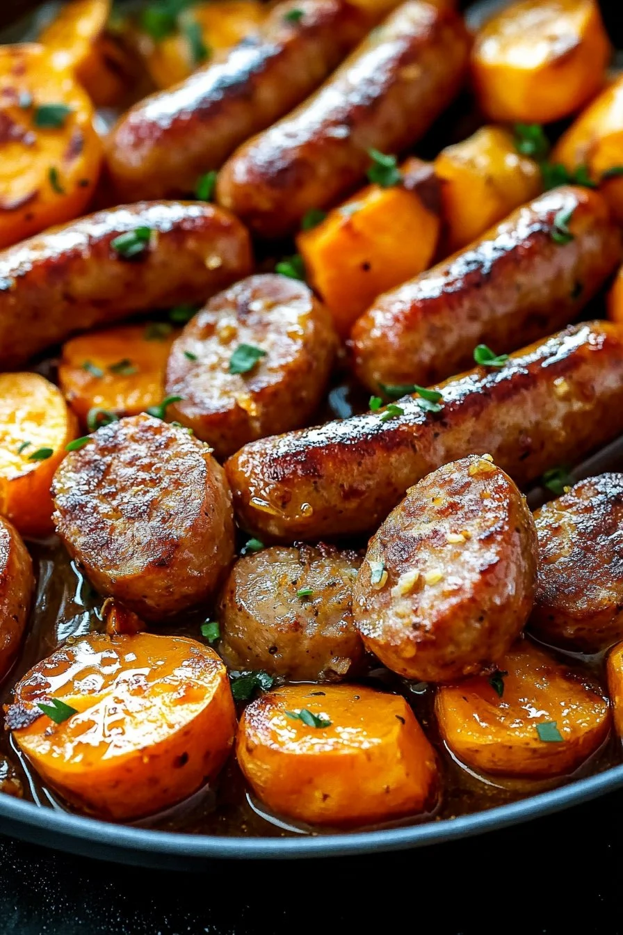 Honey Garlic Sausage with Sweet Potatoes