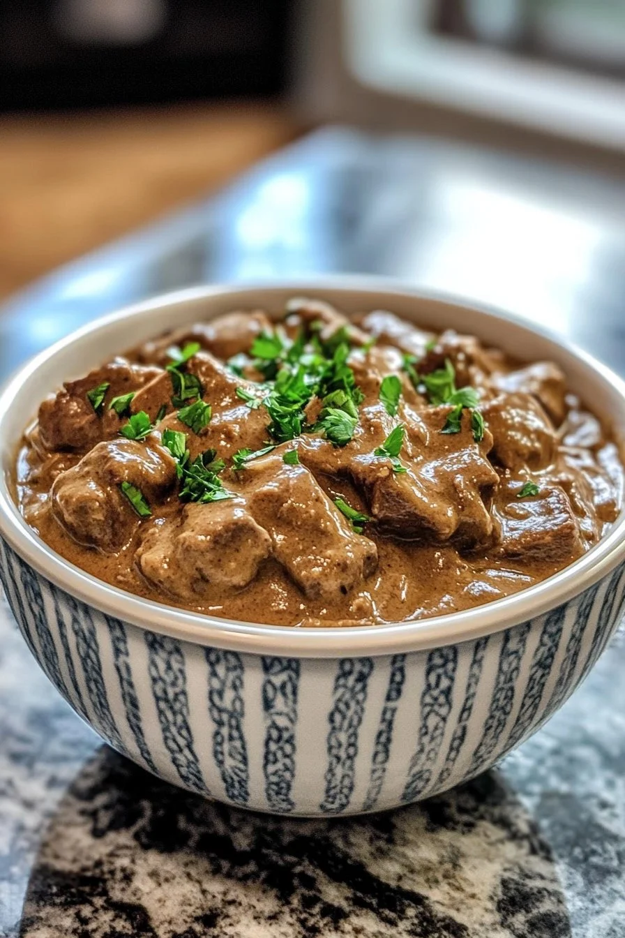 Slow Cooker Beef Stroganoff