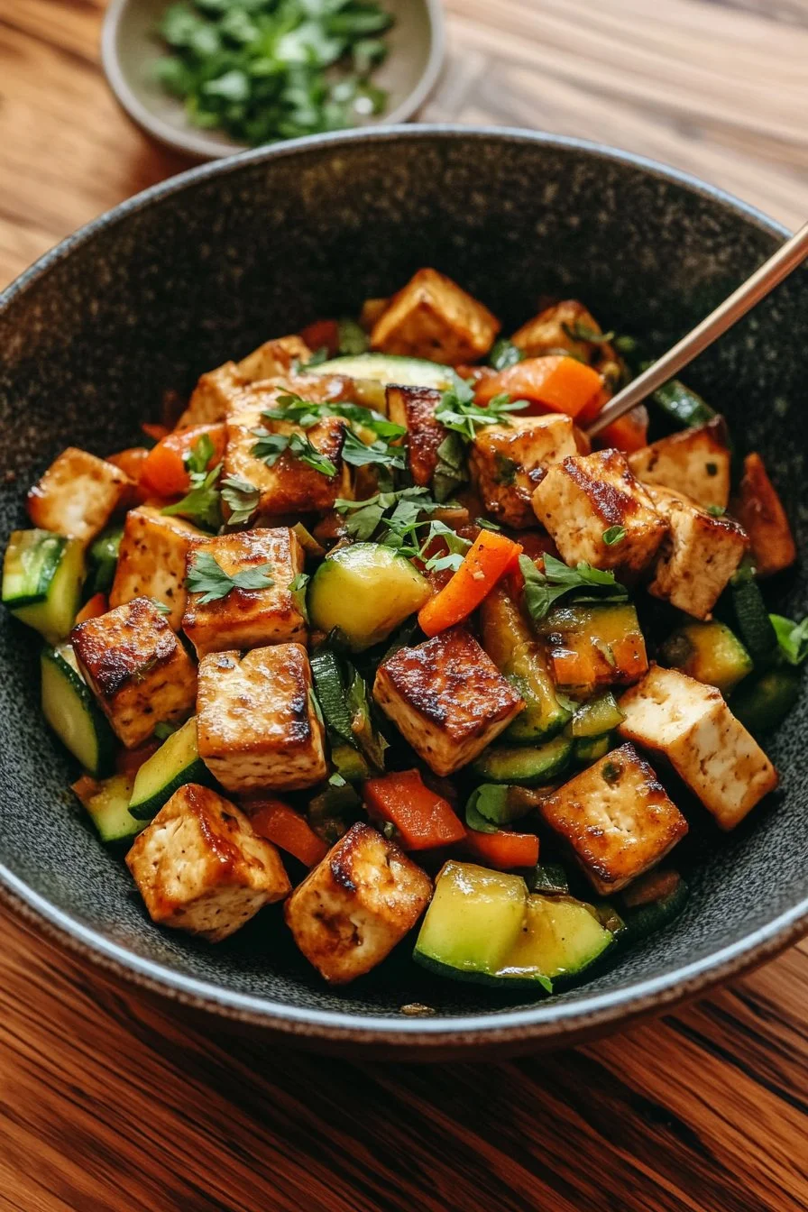 Zucchini Stir Fry With Tofu (Vegan)
