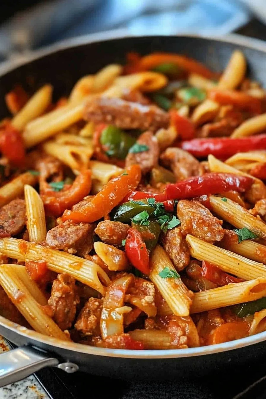Skillet Italian Sausage and Peppers with Whole-Wheat Penne