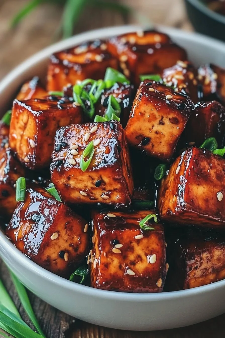 Sticky Glazed Maple Miso Tofu