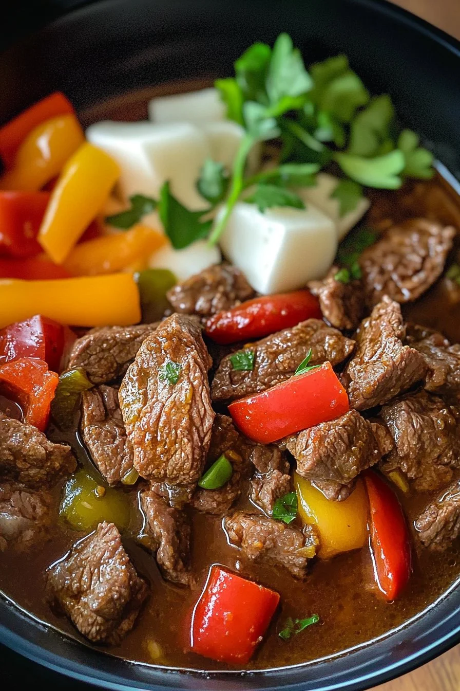 Easy Slow Cooker Pepper Steak