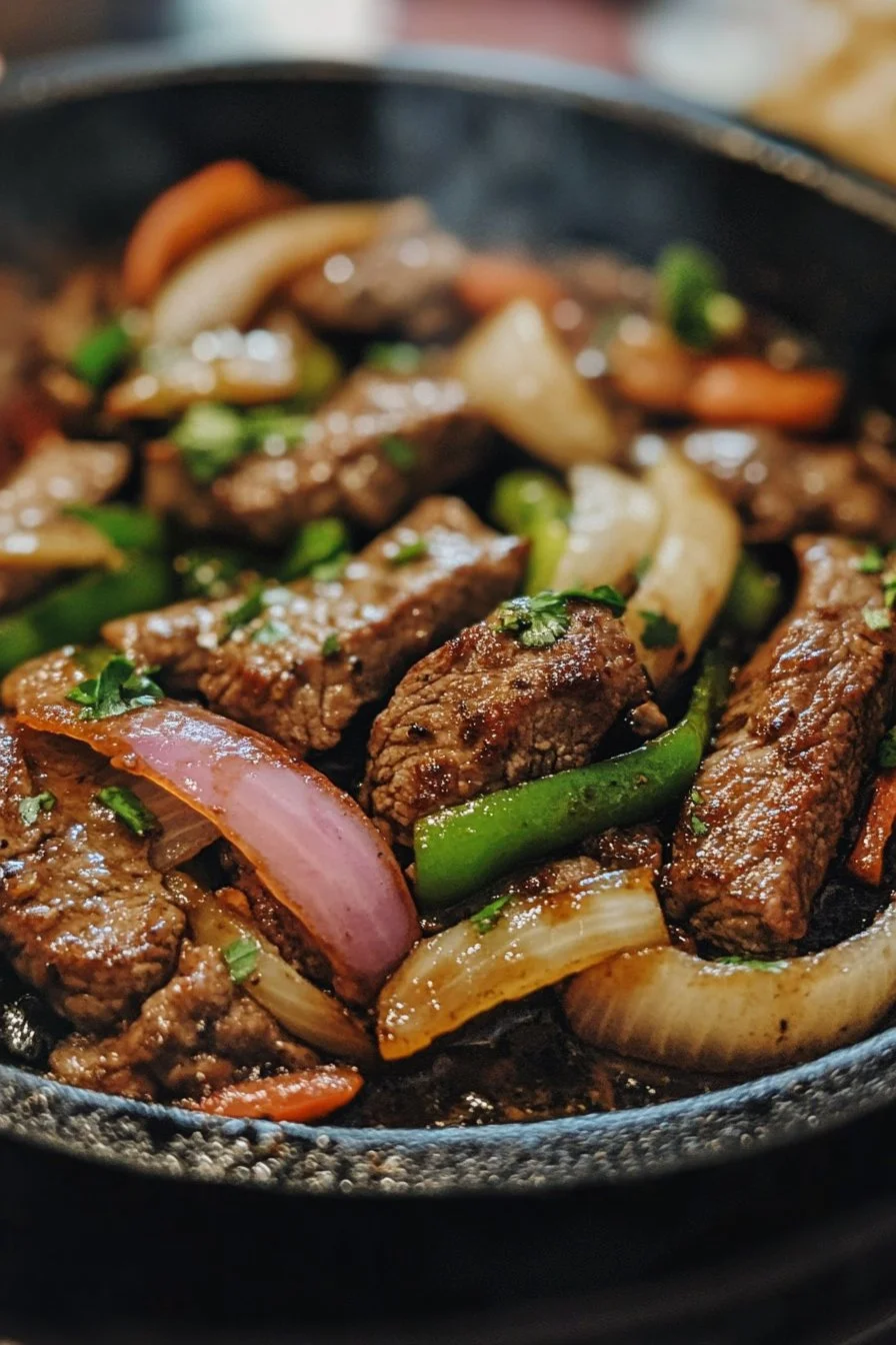 Sizzling Chinese Pepper Steak with Onions