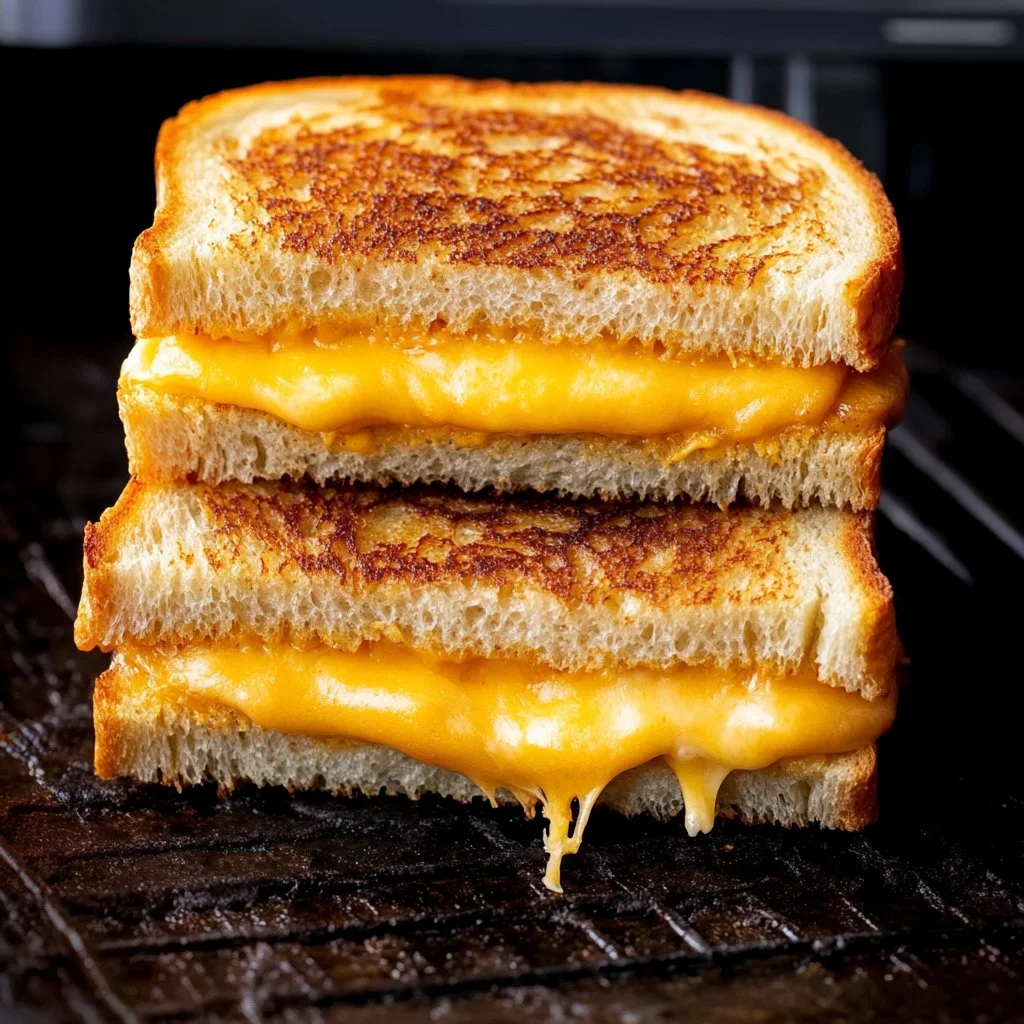 Delicious air fryer grilled cheese sandwich, golden and crispy.