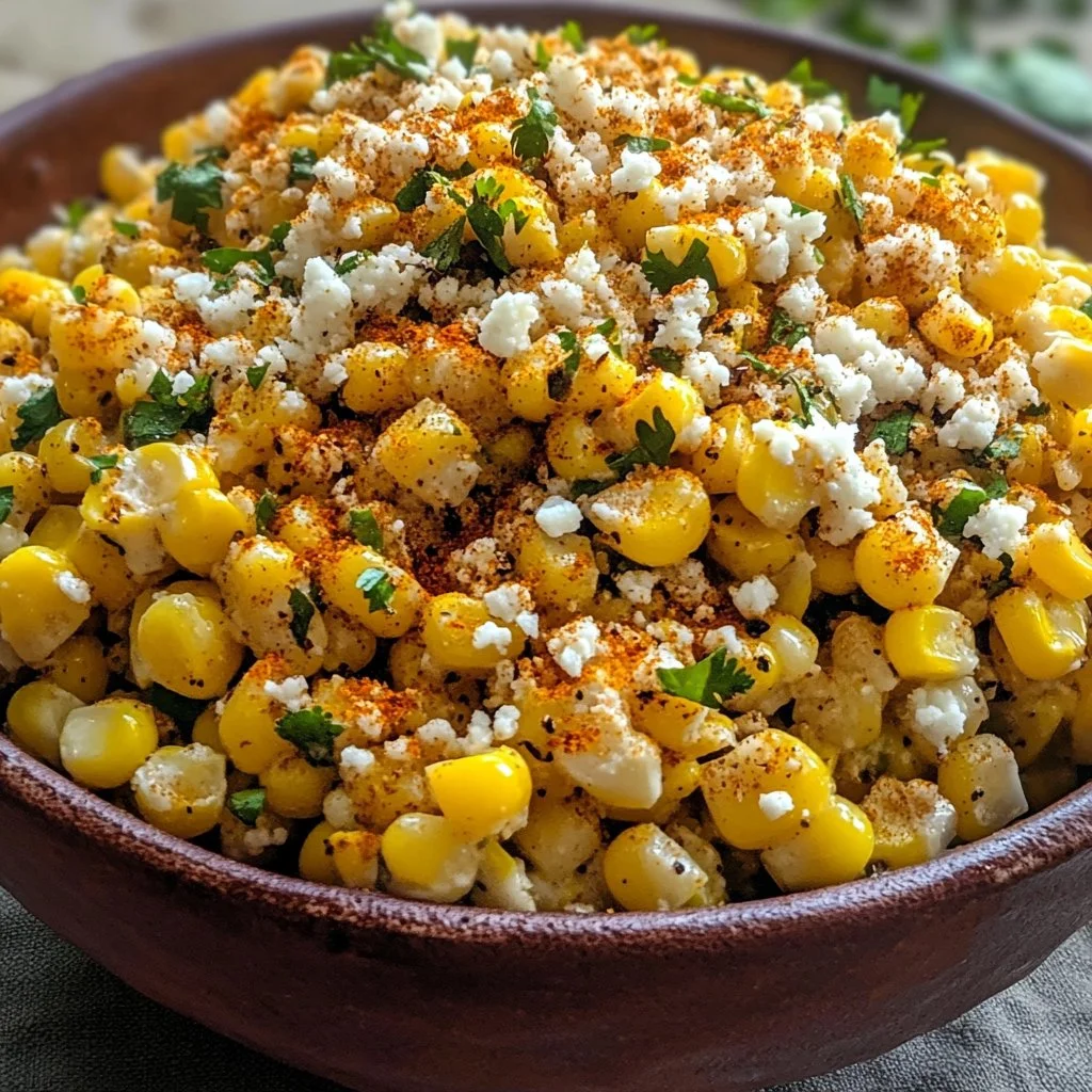 Delicious Mexican Street Corn Salad served in a bowl with fresh toppings