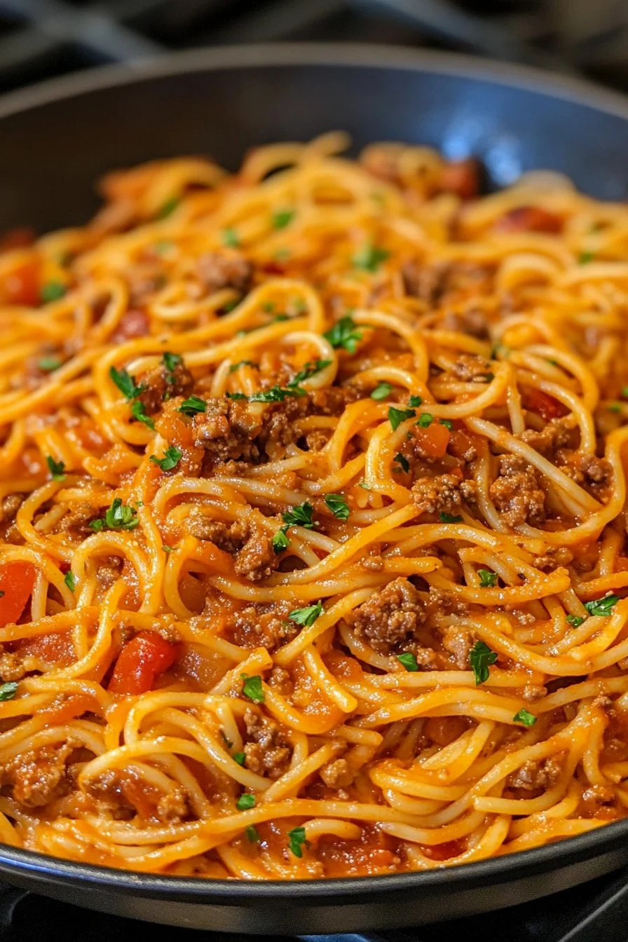 One Pot Cowboy Spaghetti