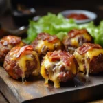Delicious Bacon Cheeseburger Bombs filled with cheese and bacon.