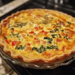 Delicious homemade basic quiche with egg and vegetables