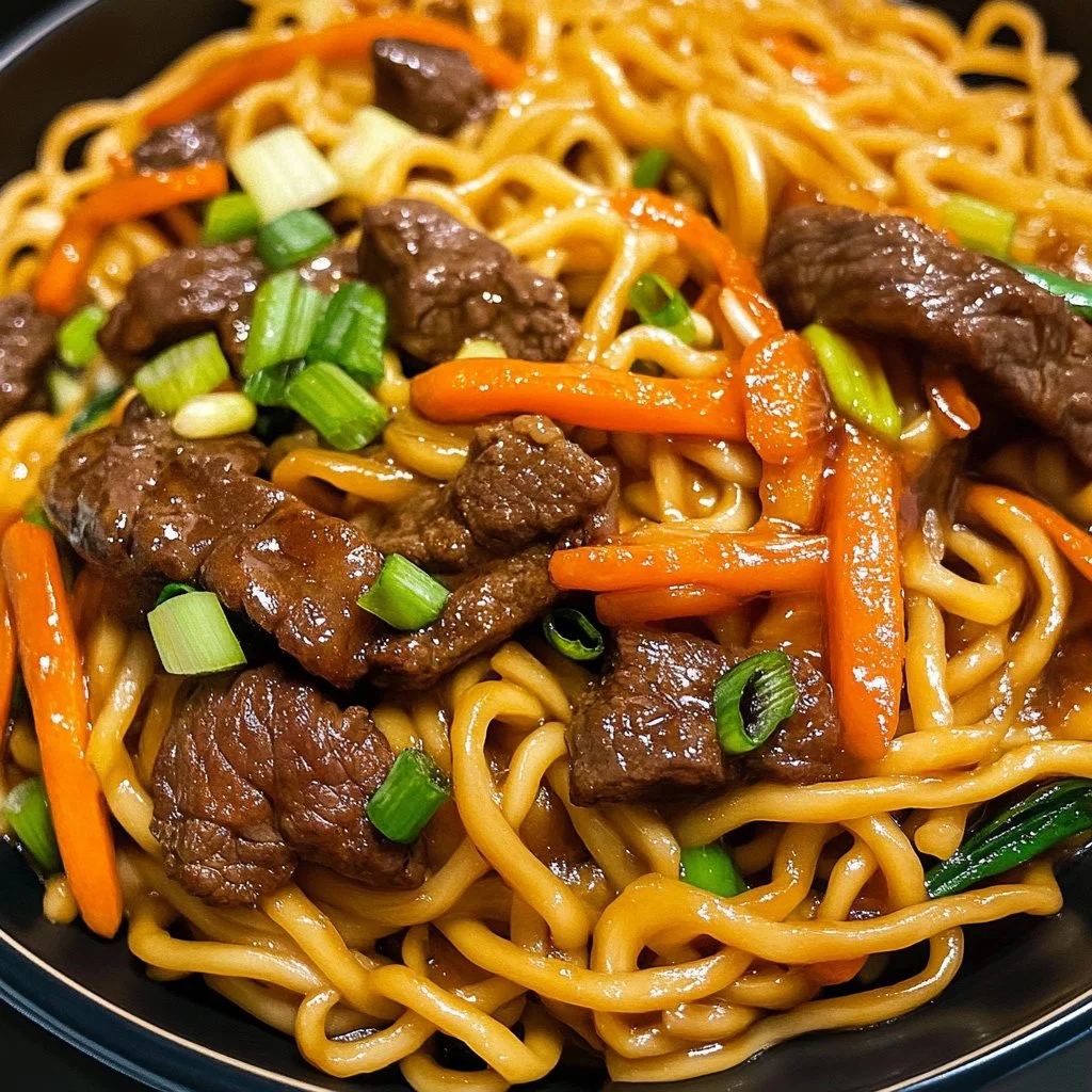 Delicious Beef Lo Mein with tender beef and fresh vegetables