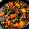 A delicious bowl of homemade beef stew with tender beef and vegetables