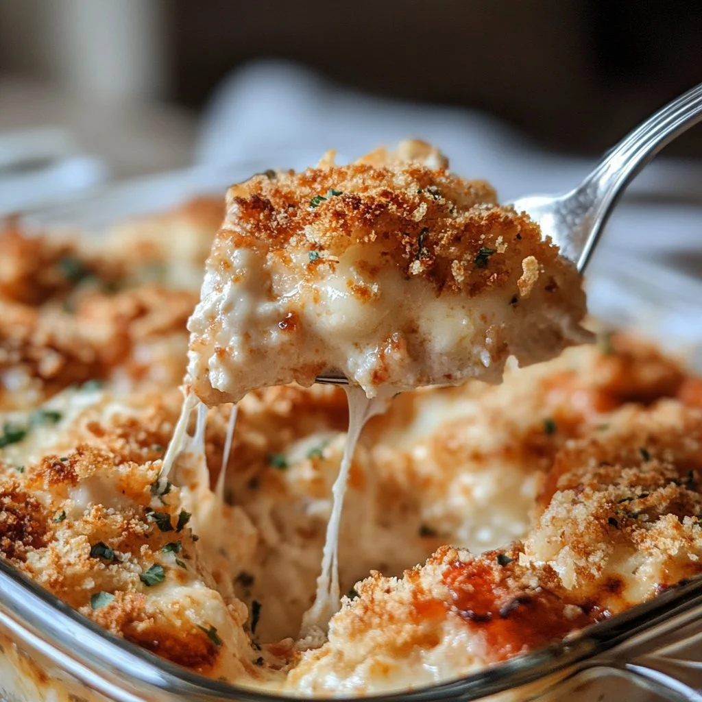 Cottage Cheese Chicken Parmesan Bowl garnished with herbs and cheese