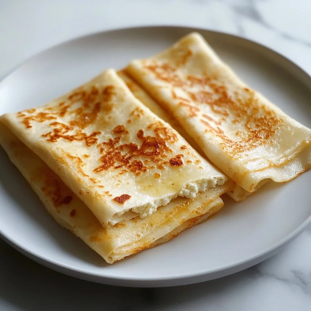 Cottage cheese wraps filled with fresh vegetables and herbs