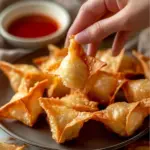 Deliciously crispy Crab Rangoons served with dipping sauce