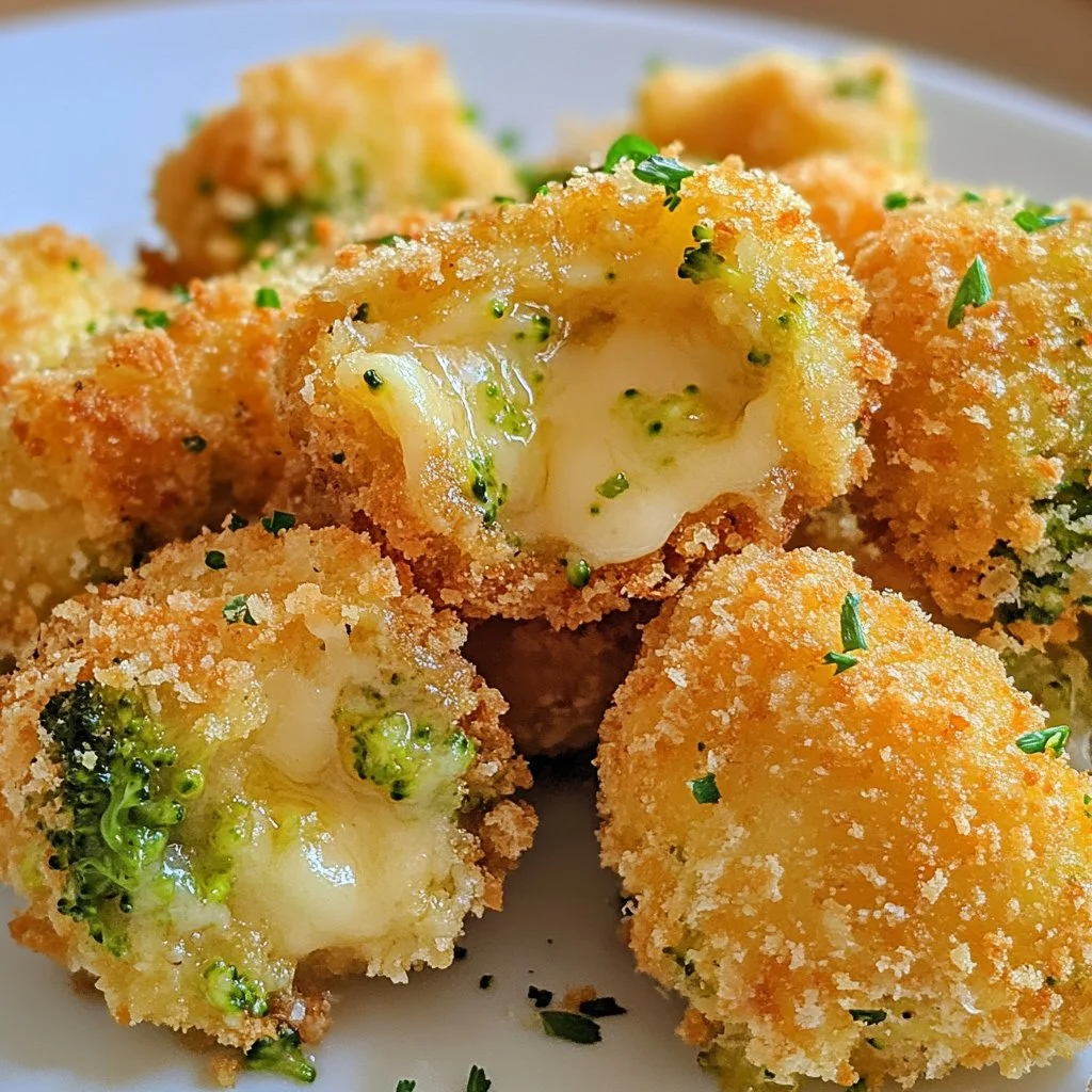 Crispy broccoli cheese nuggets with melted cheese and golden crust