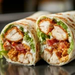 Crispy Chicken Bacon Ranch Wrap with fresh ingredients and tasty dressing