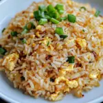 Delicious easy fried rice with vegetables and eggs in a bowl