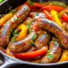 Delicious plate of easy sausage and peppers with colorful bell peppers