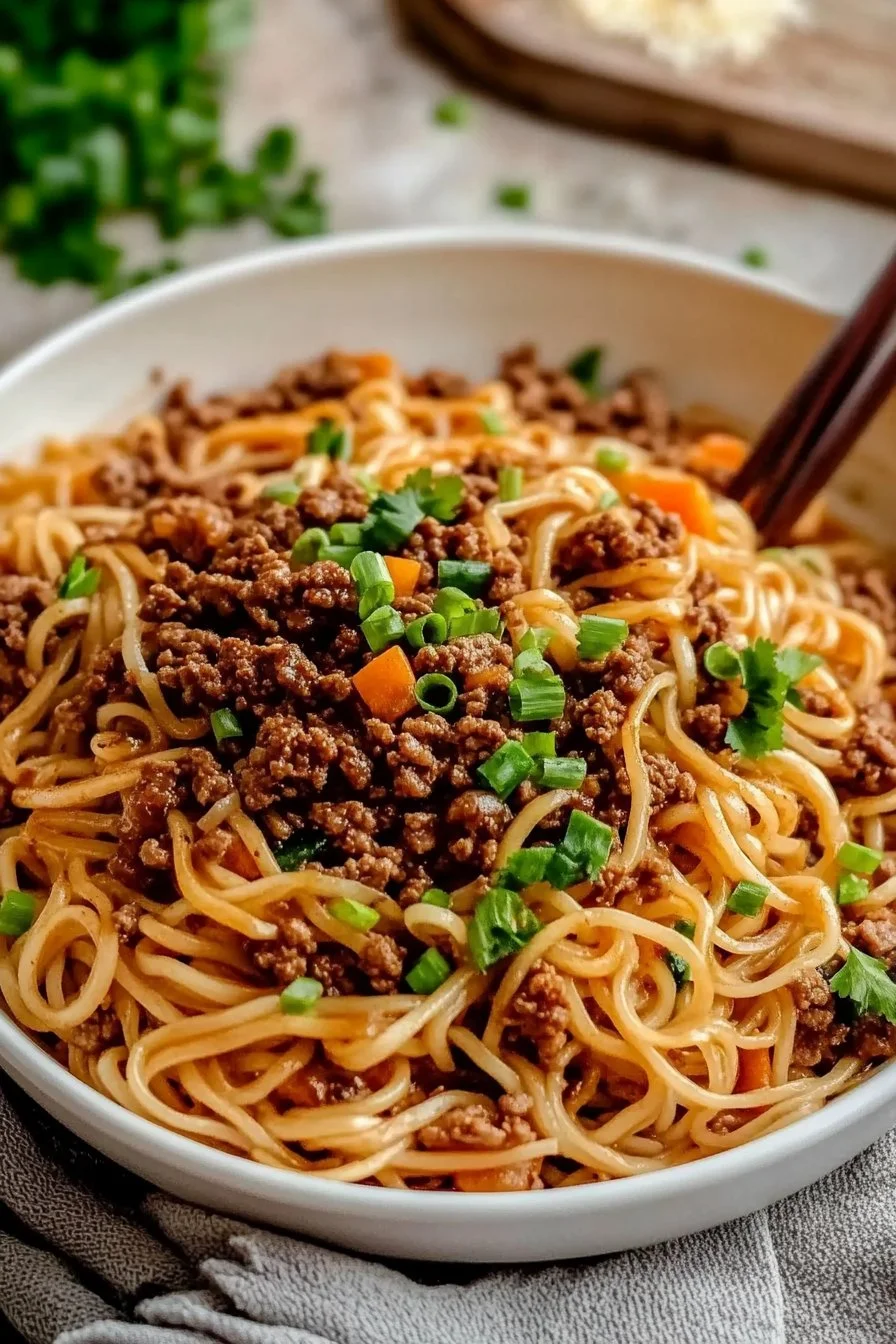 Easy Mongolian Ground Beef Noodles Recipe