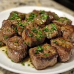 Delicious garlic butter steak bites served on a plate