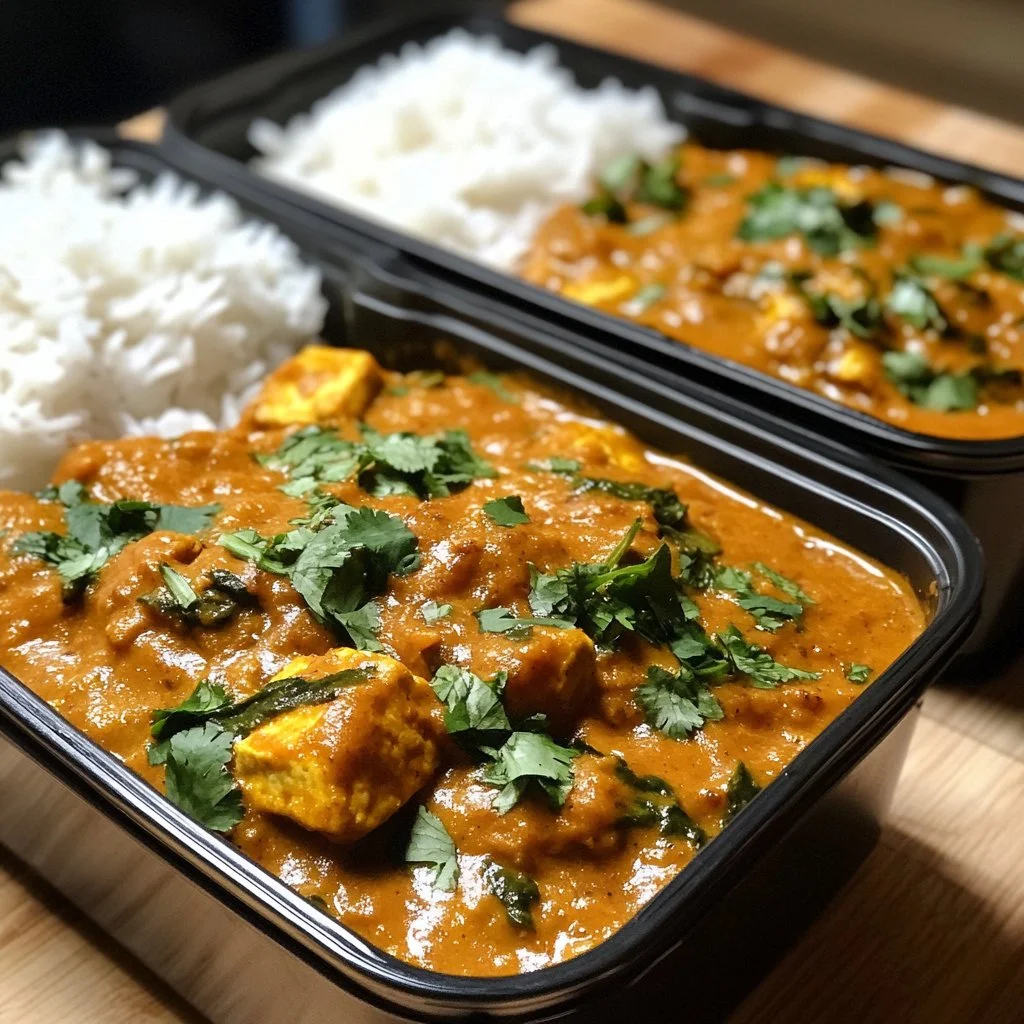 Creamy Tuscan tofu dish for high protein vegan meal prep.