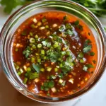 Bowl of homemade spring roll sauce with fresh ingredients
