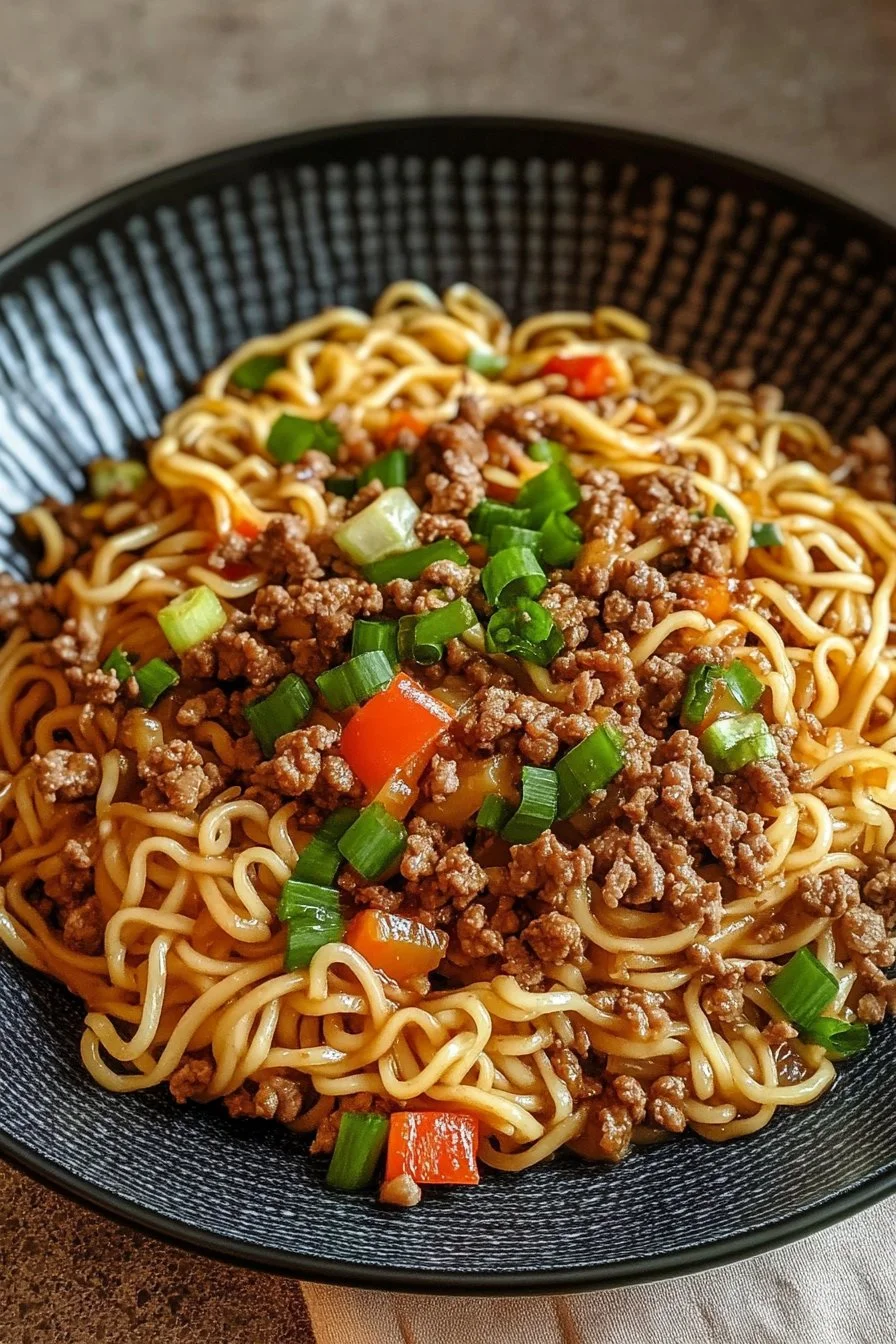 Mongolian Ground Beef Noodles