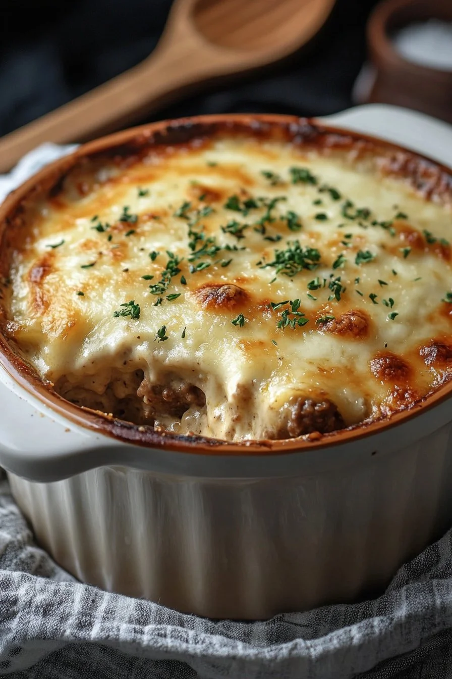 Creamy French Onion Beef Casserole
