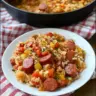 Kielbasa and Rice Skillet - a colorful one-pan meal with sausage and rice