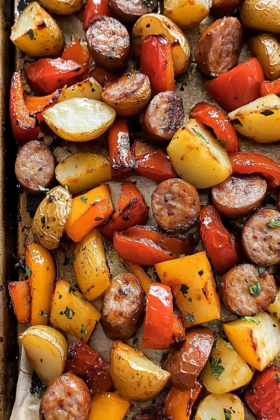 Sheet Pan Sausage, Peppers, and Potatoes