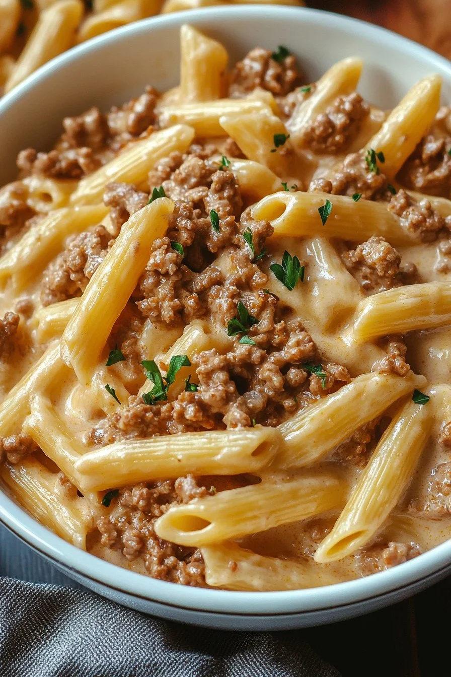Stovetop Creamy Ground Beef Pasta