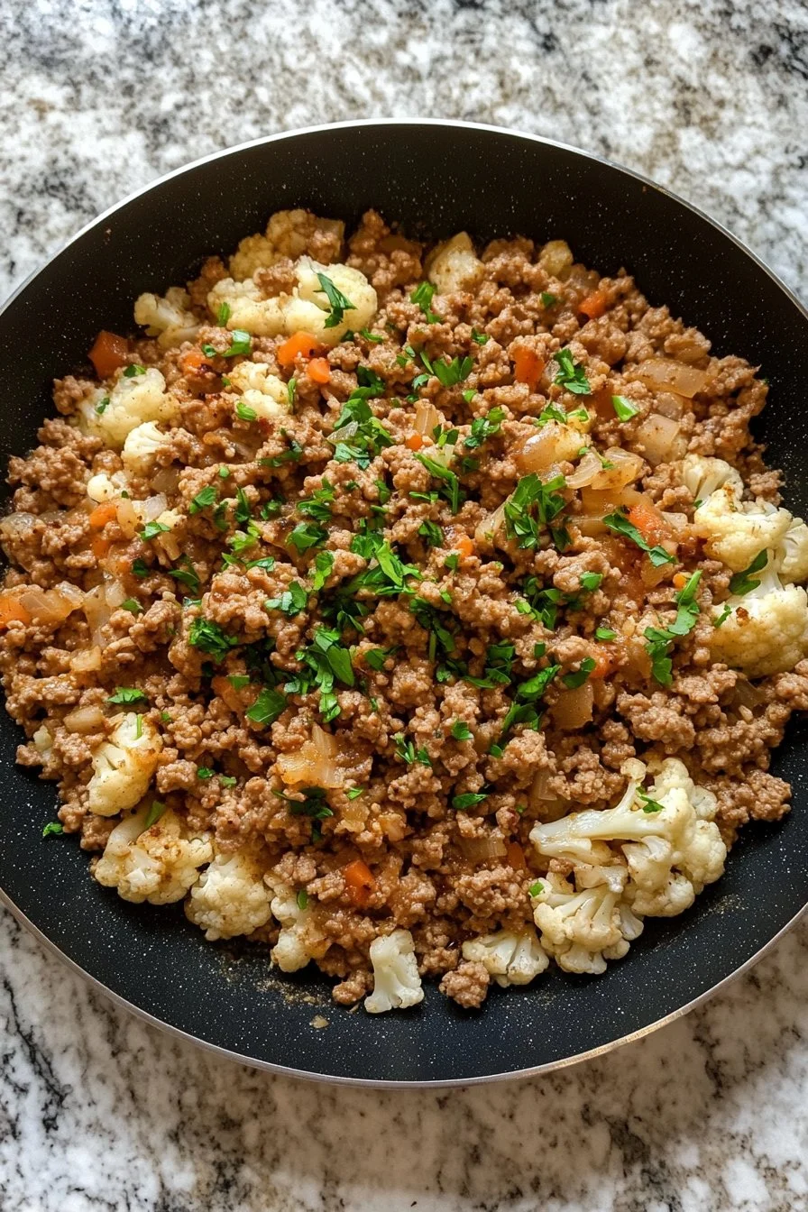 Garlic Butter Ground Turkey with Cauliflower Skillet