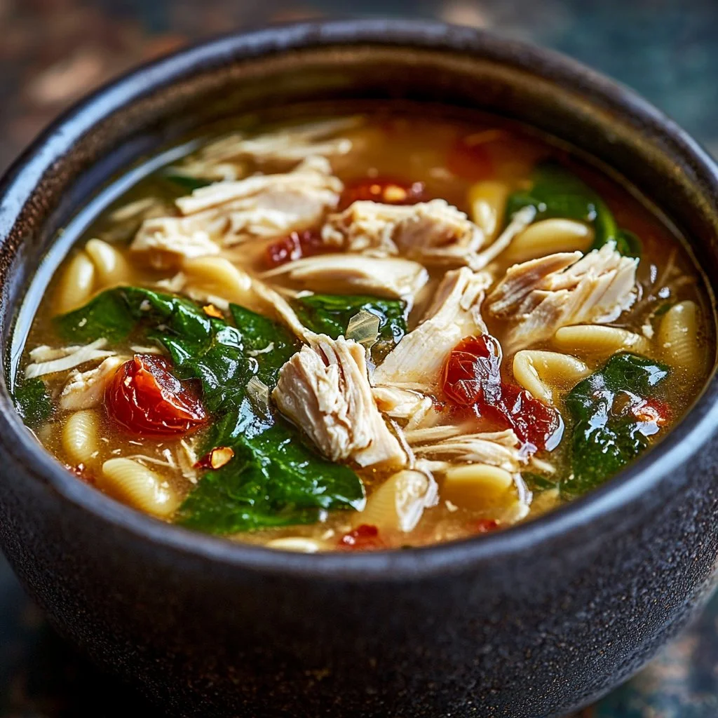 A steaming bowl of Marry Me Chicken Soup, perfect for a comforting meal.