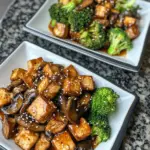 Colorful Mushroom Tofu Stir-Fry with vegetables in a bowl