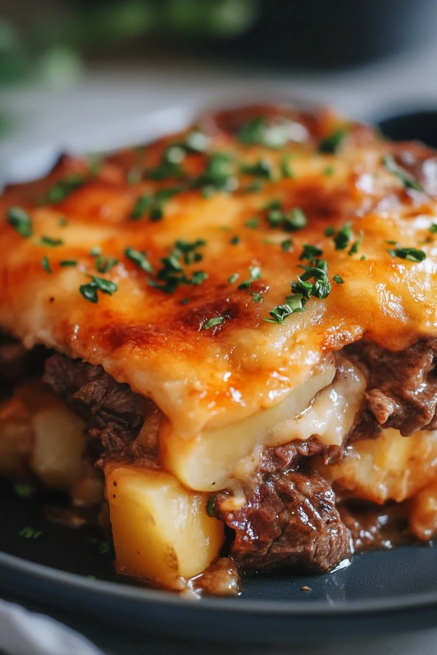 Crockpot Loaded Steak & Potato Bake