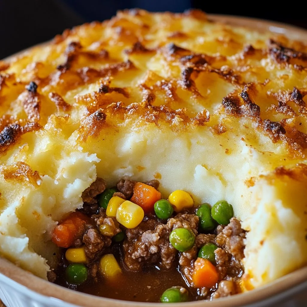 Delicious Shepherd's Pie with layered meat and mashed potato topping