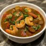 Delicious bowl of Shrimp and Sausage Gumbo ready to be served.