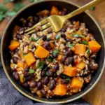 Delicious Southwest Black Bean Skillet with colorful vegetables and spices.
