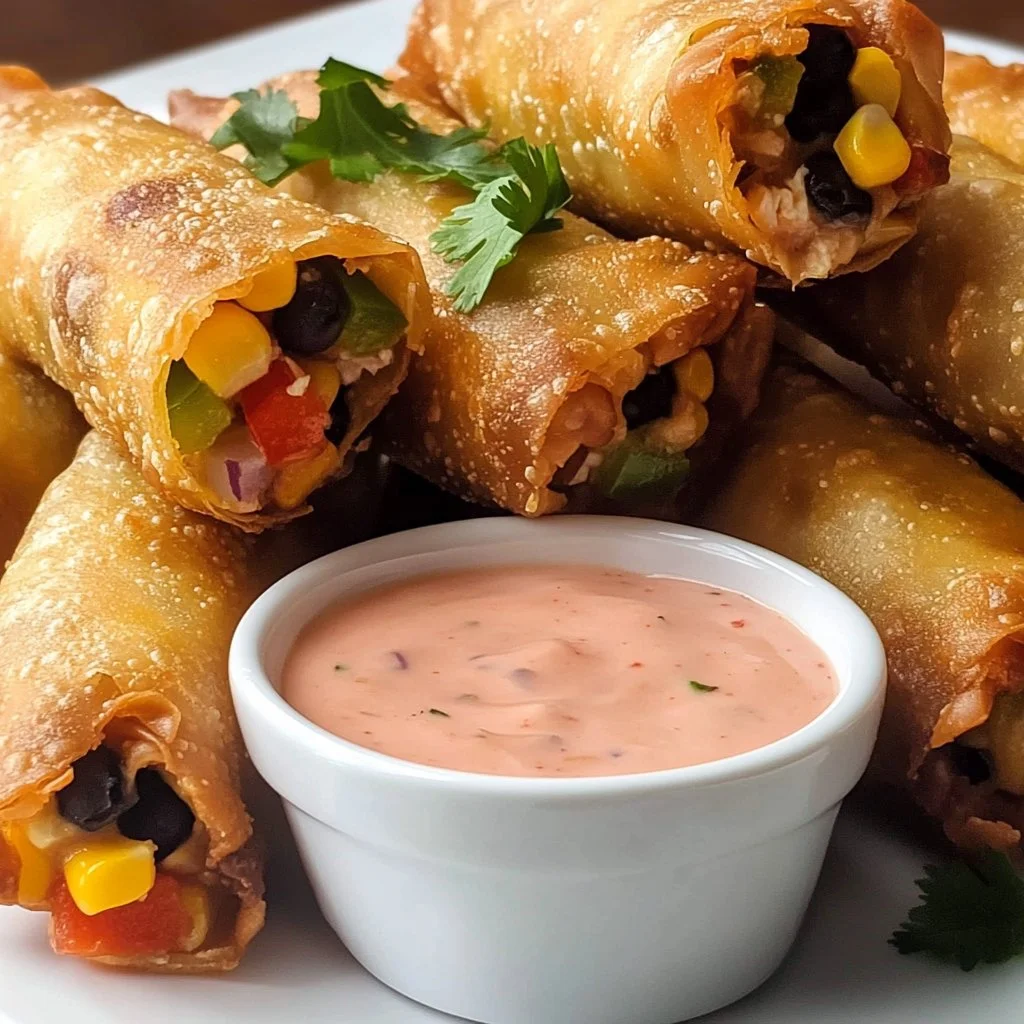Delicious Southwest Egg Rolls filled with zesty ingredients on a plate.