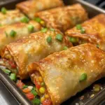 Plate of crispy Southwest Eggrolls filled with vegetables and spices