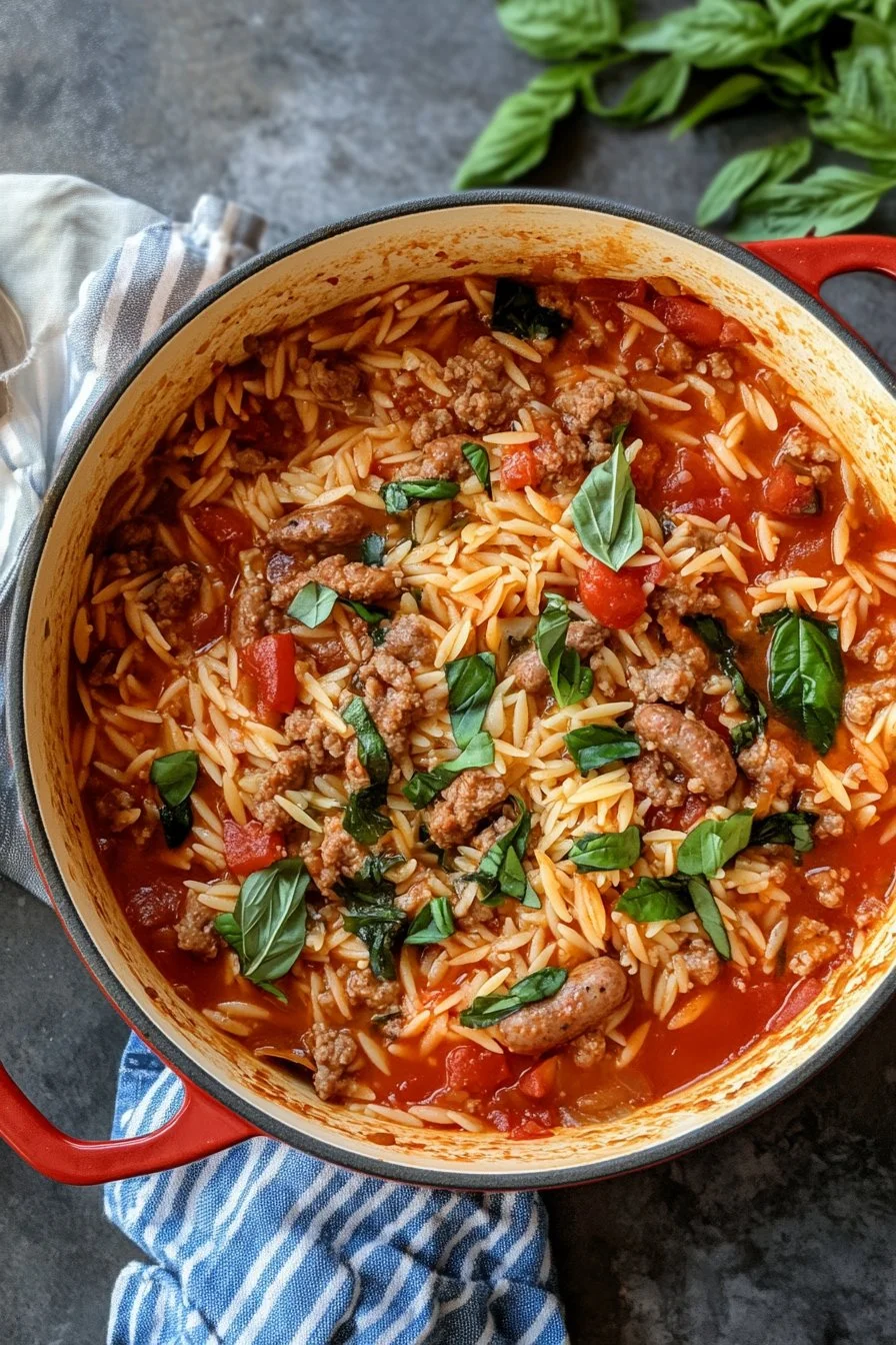 One Pot Italian Sausage Orzo