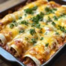 Delicious quick and easy chicken enchiladas on a plate