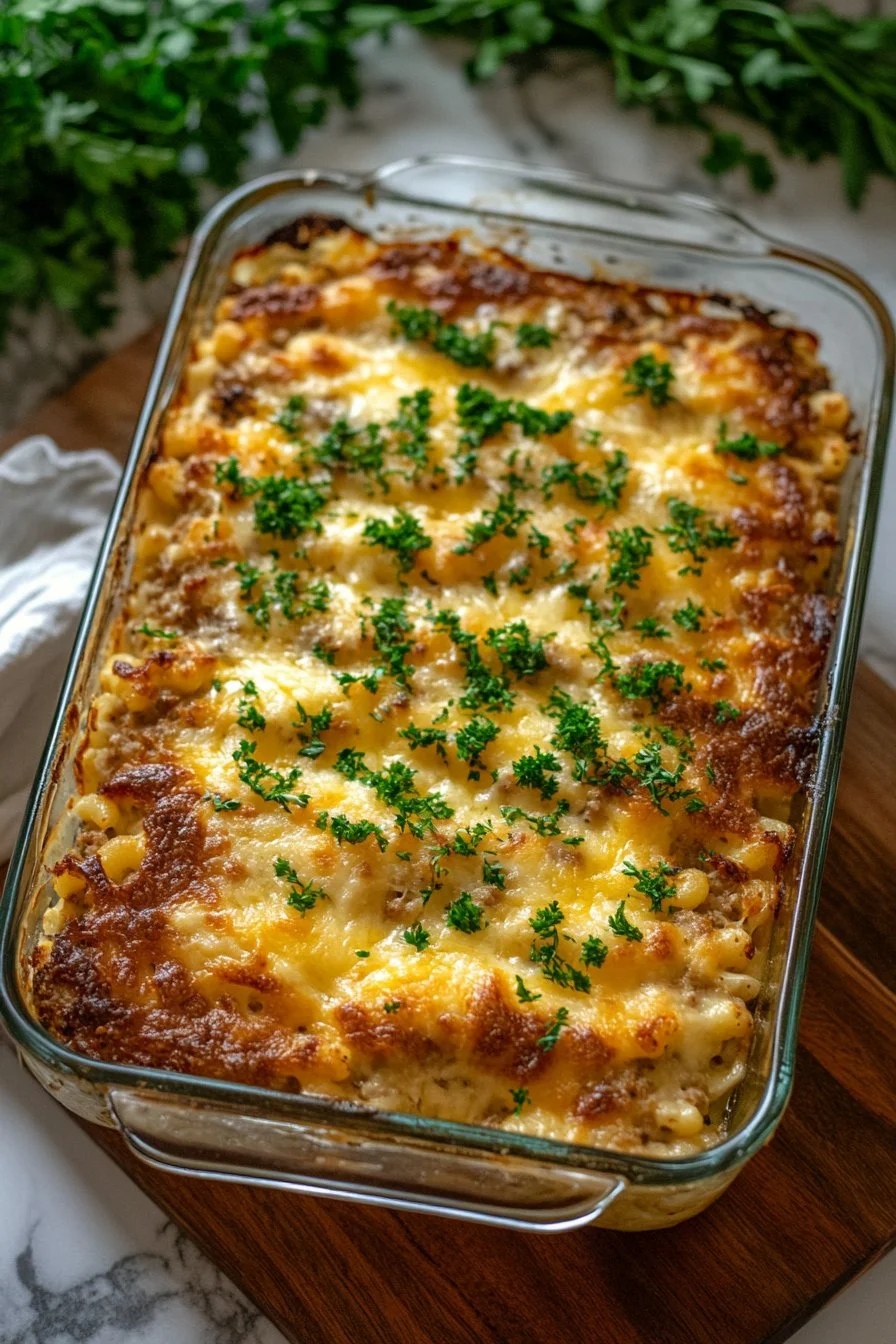 The BEST Mac and Cheese Meatloaf Casserole