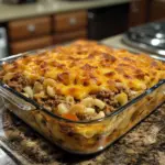 Delicious Big Mac casserole served on a plate with fresh ingredients