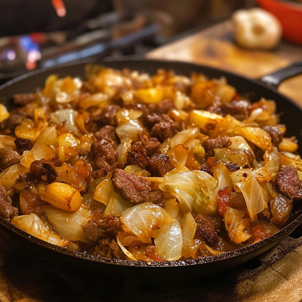 Cabbage and Beef Skillet - a hearty one-pan meal recipe